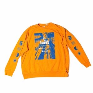 Levi's Orange Crewneck Sweater with Blue Graphic